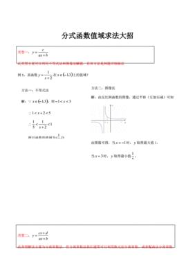 包含分式函数值域的求法的词条